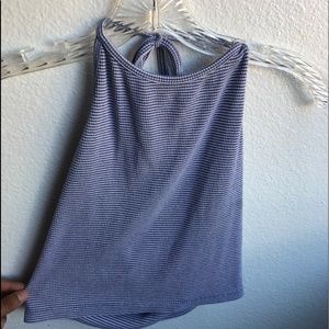 BRANDY MELVILLE BLUE AND WHITE STRIPED HALTER TOP